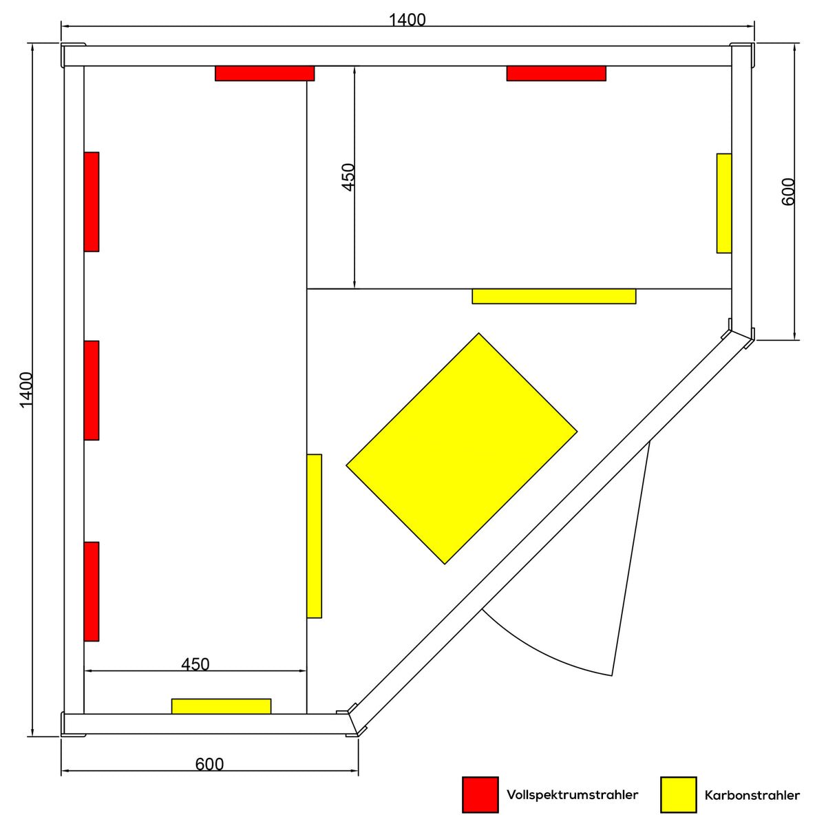Dewello Infrarotkabine LAKEFIELD 140x140 Dual-Therm
