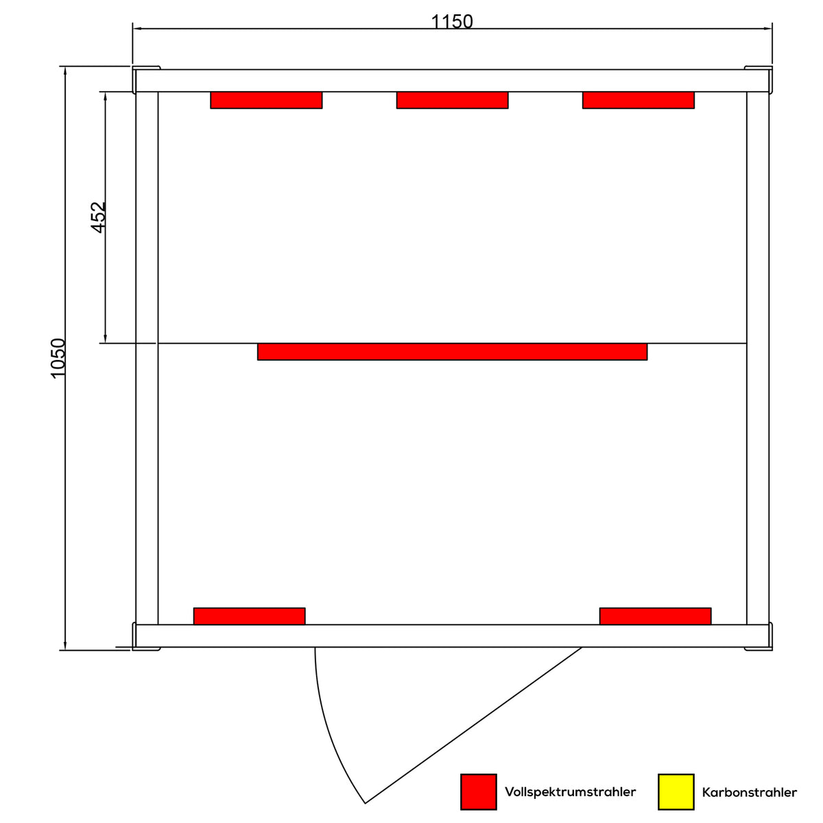 Dewello Infrarotkabine HYDER 115cm x 105cm