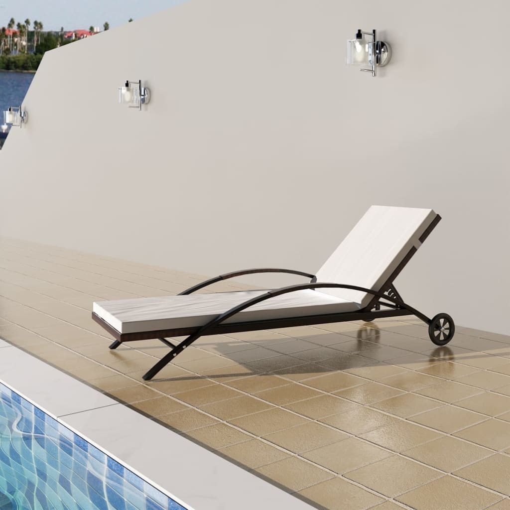Sonnenliege Mit Auflage & Rädern Poly Rattan