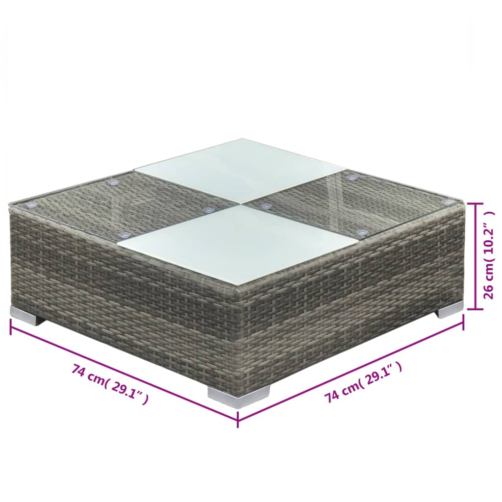 5-Tlg. Garten-Lounge-Set Mit Kissen Poly Rattan Grau