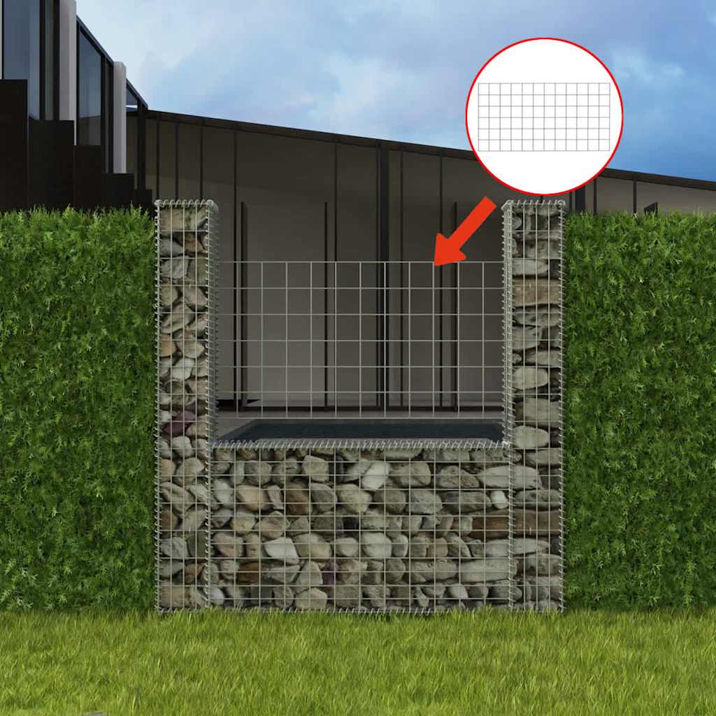 Gabionenkorb U-Form Stahl 570×20×100 Cm