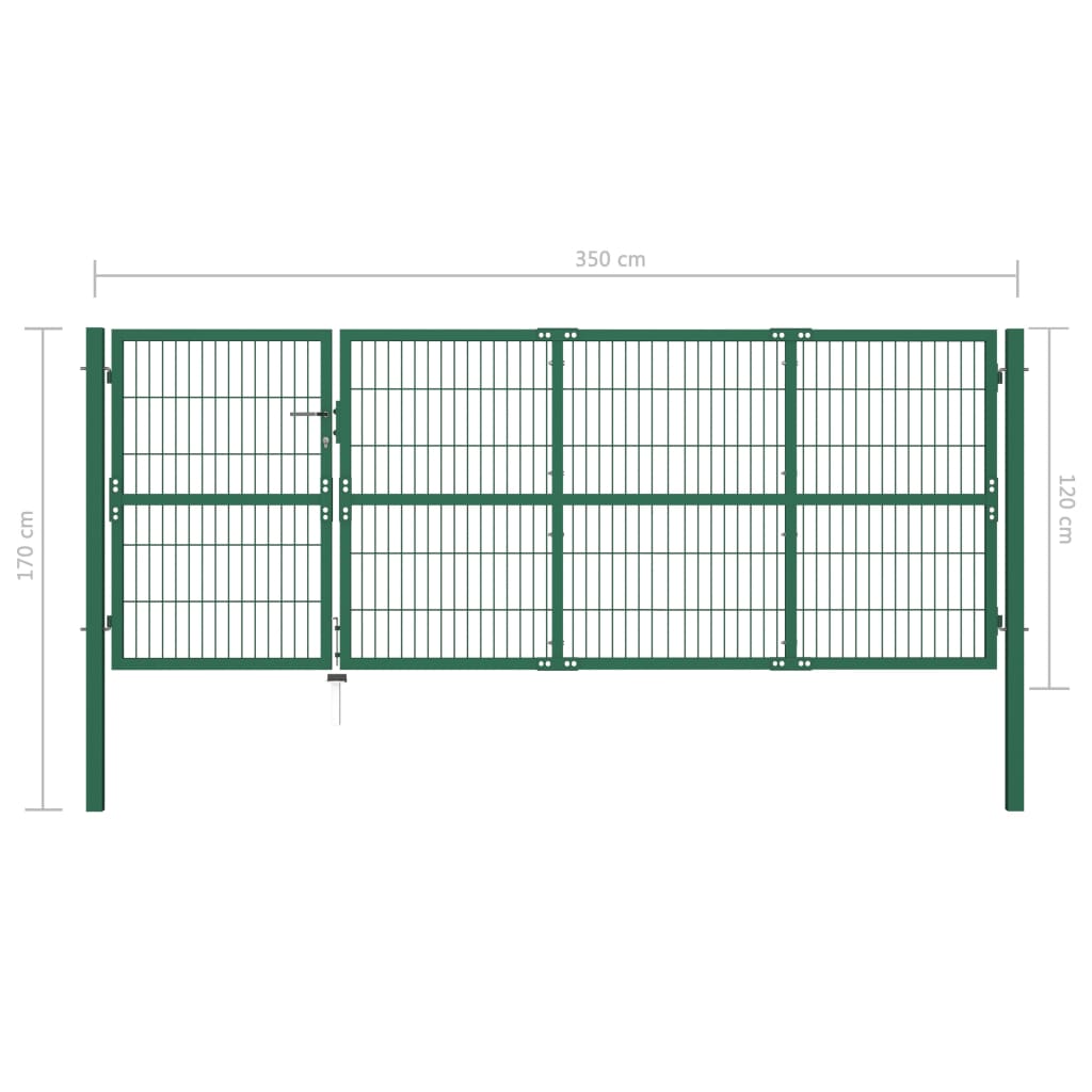 Gartentor Mit Pfosten 350X120 Cm Stahl