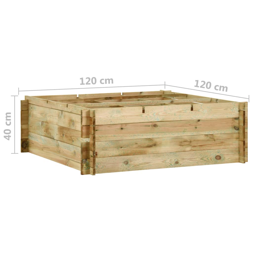 Pflanzkübel Hochbeet Kiefernholz Imprägniert 120X120X40 Cm