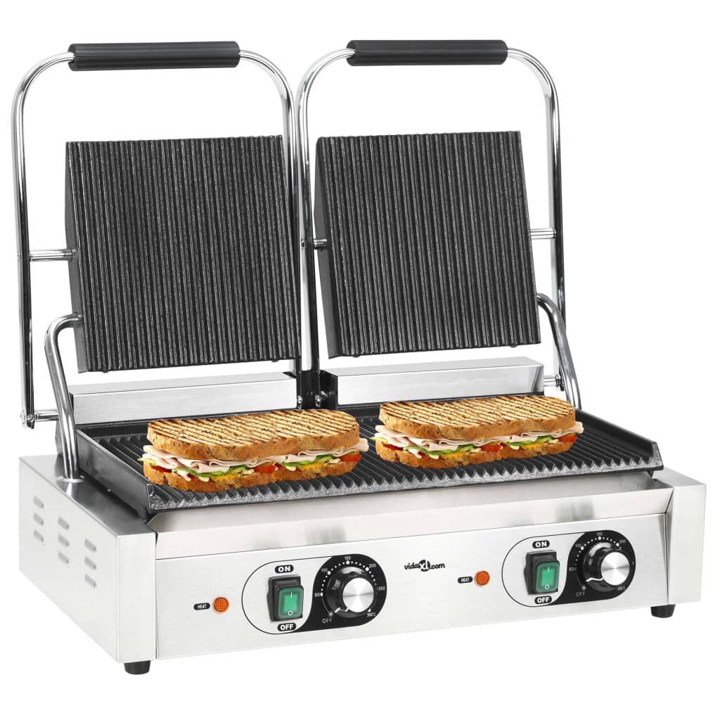 Gerillter Panini-Grill Edelstahl 1800 W 31X30,5X20 Cm