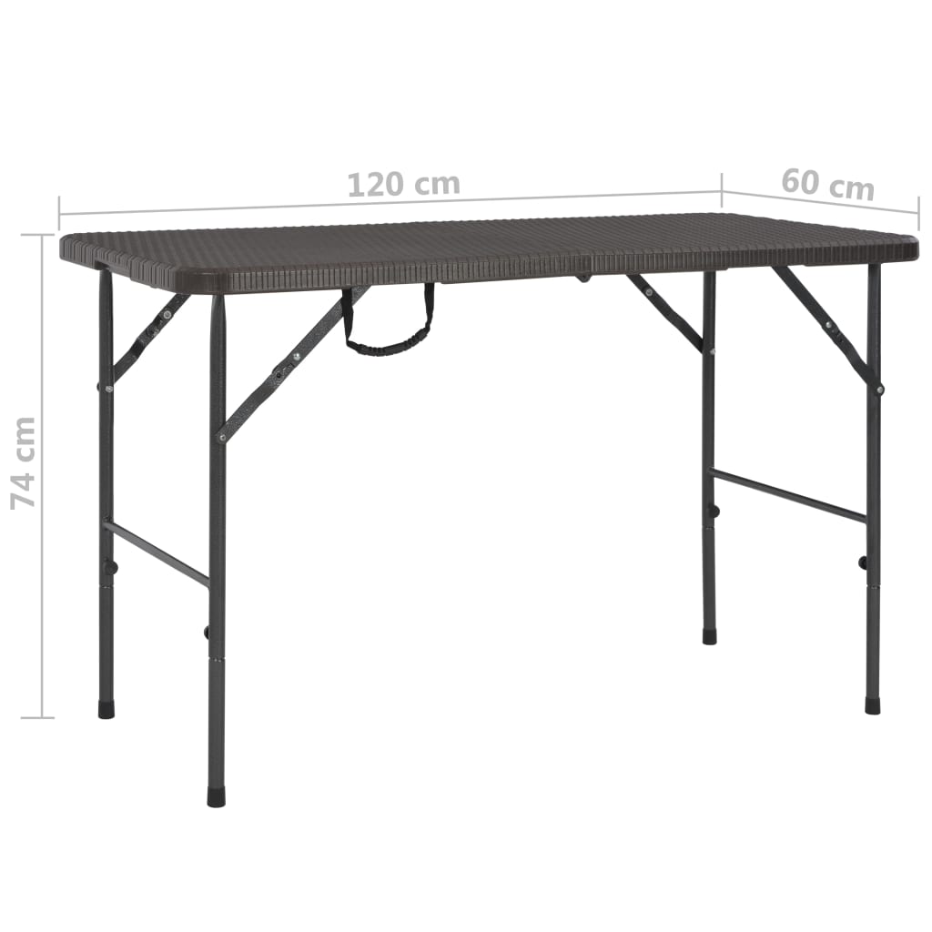 Gartentisch Klappbar Braun 120X60X74 Cm Hdpe Rattan-Optik