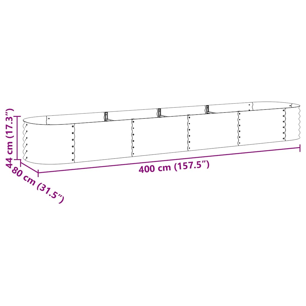 Garten-Hochbeet 400 X 80 X 44 Cm Verzinkter Stahl N