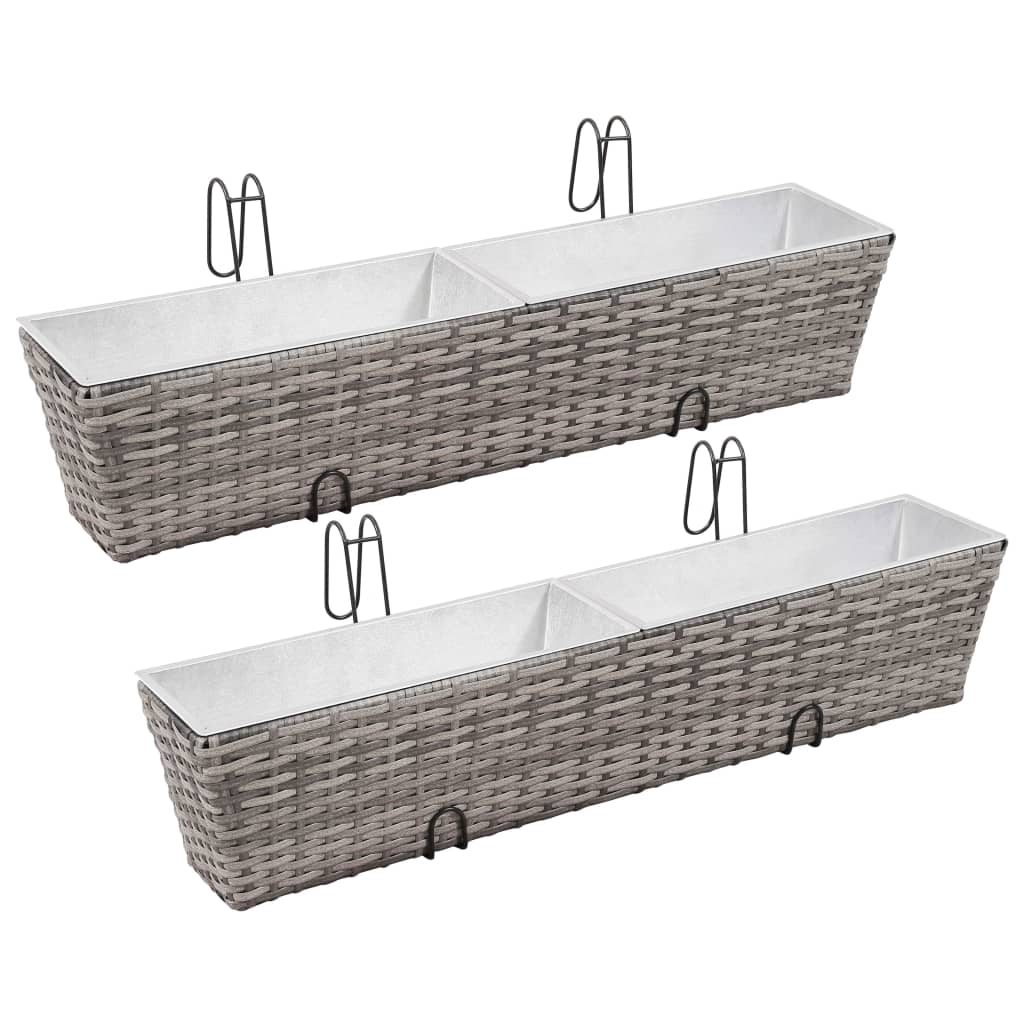 Balkon-Hochbeet 2 Stk. Poly Rattan