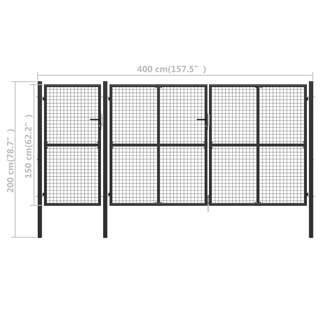 Gartentor Stahl 400 X 150 Cm