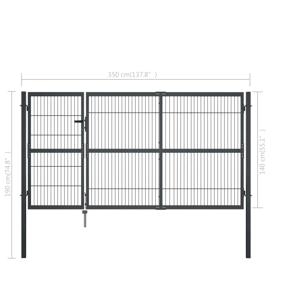 Gartentor Mit Pfosten Stahl 350×140 Cm