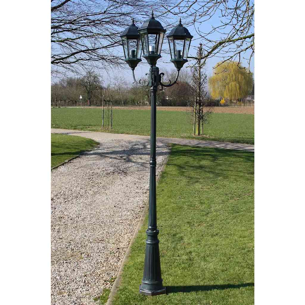 Gartenlaterne 2-Flammig 230 Cm Dunkelgrün/Schwarz Aluminium