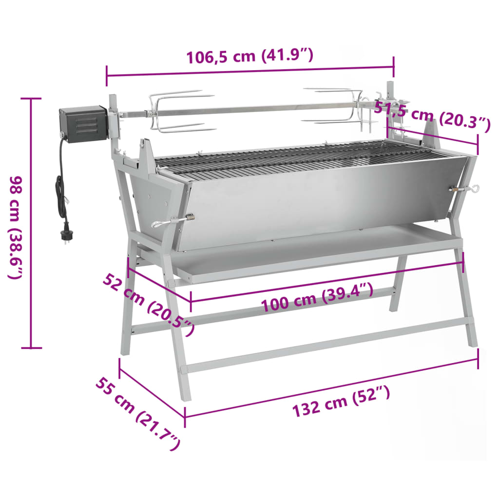 Bbq Grill Mit Drehspieß Eisen Und Edelstahl