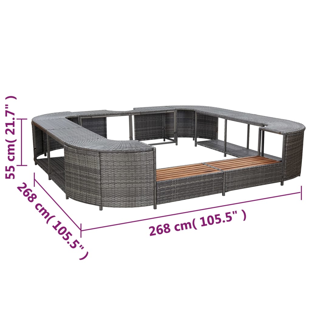 Whirlpool-Umrandung Quadratisch 268X268X55 Cm Poly Rattan