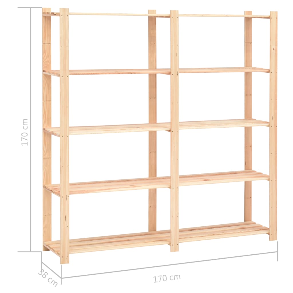 Lagerregal Mit 5 Böden 170×38×170 Cm Kiefer Massivholz 500 Kg