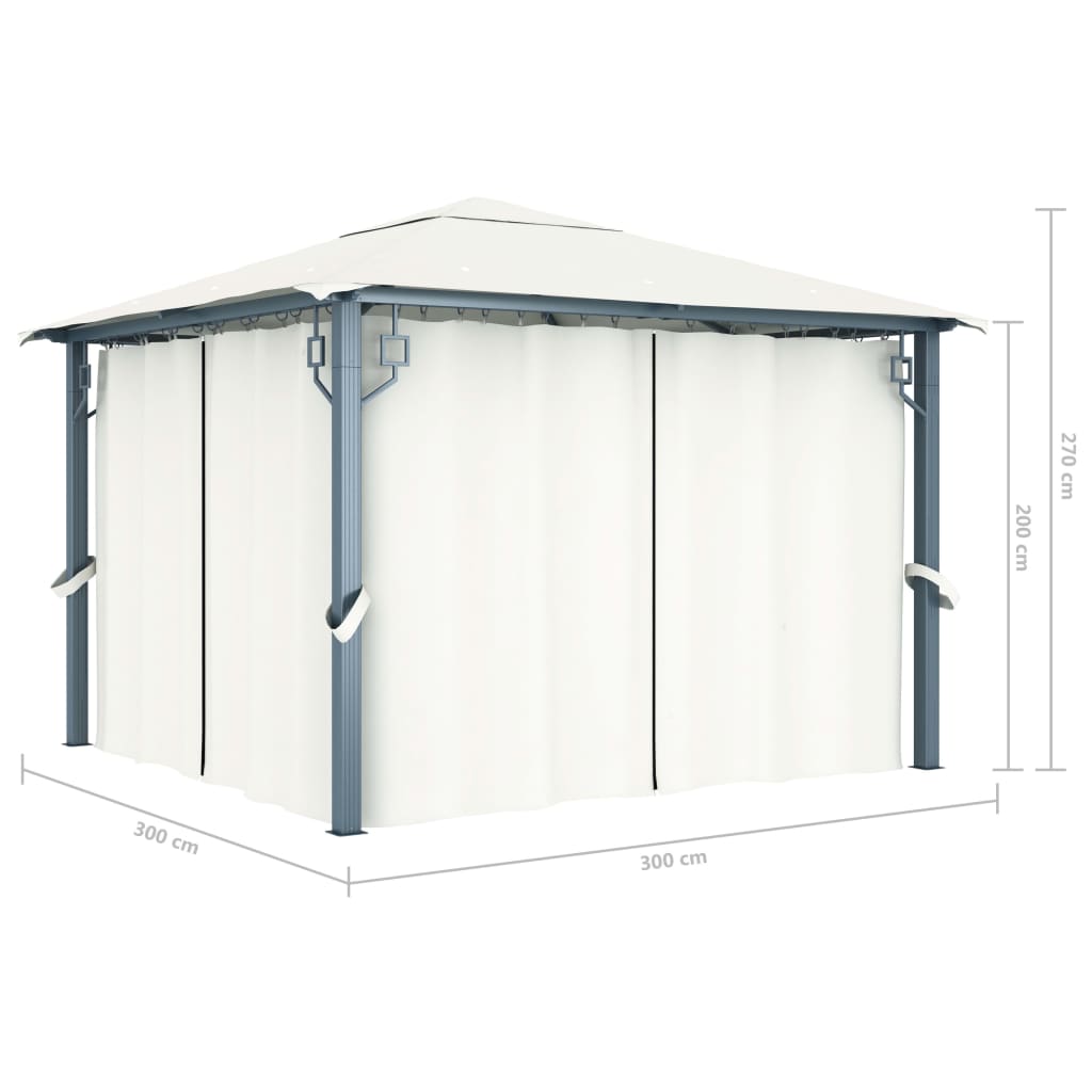 Pavillon Mit Vorhängen 300 X 300 Cm Aluminium