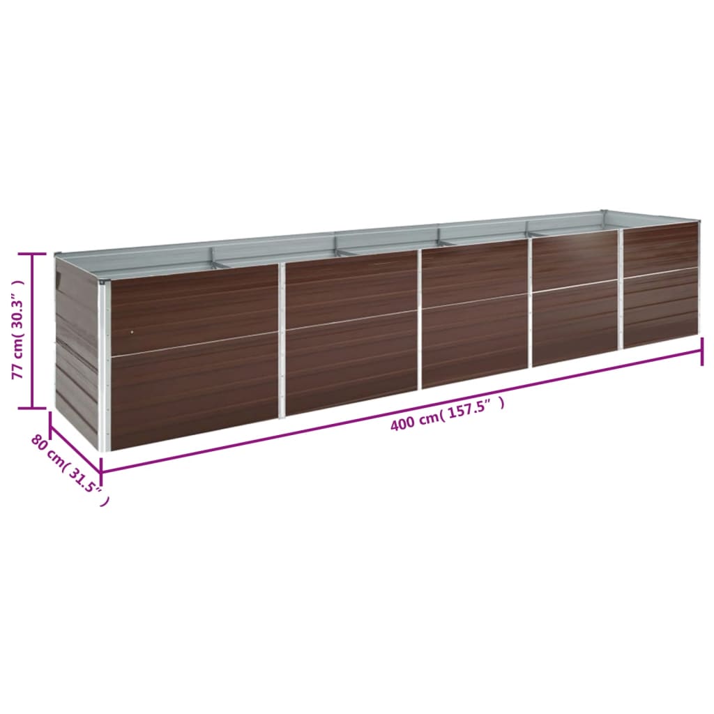 Garten-Hochbeet Verzinkter Stahl 400×80×77 Cm