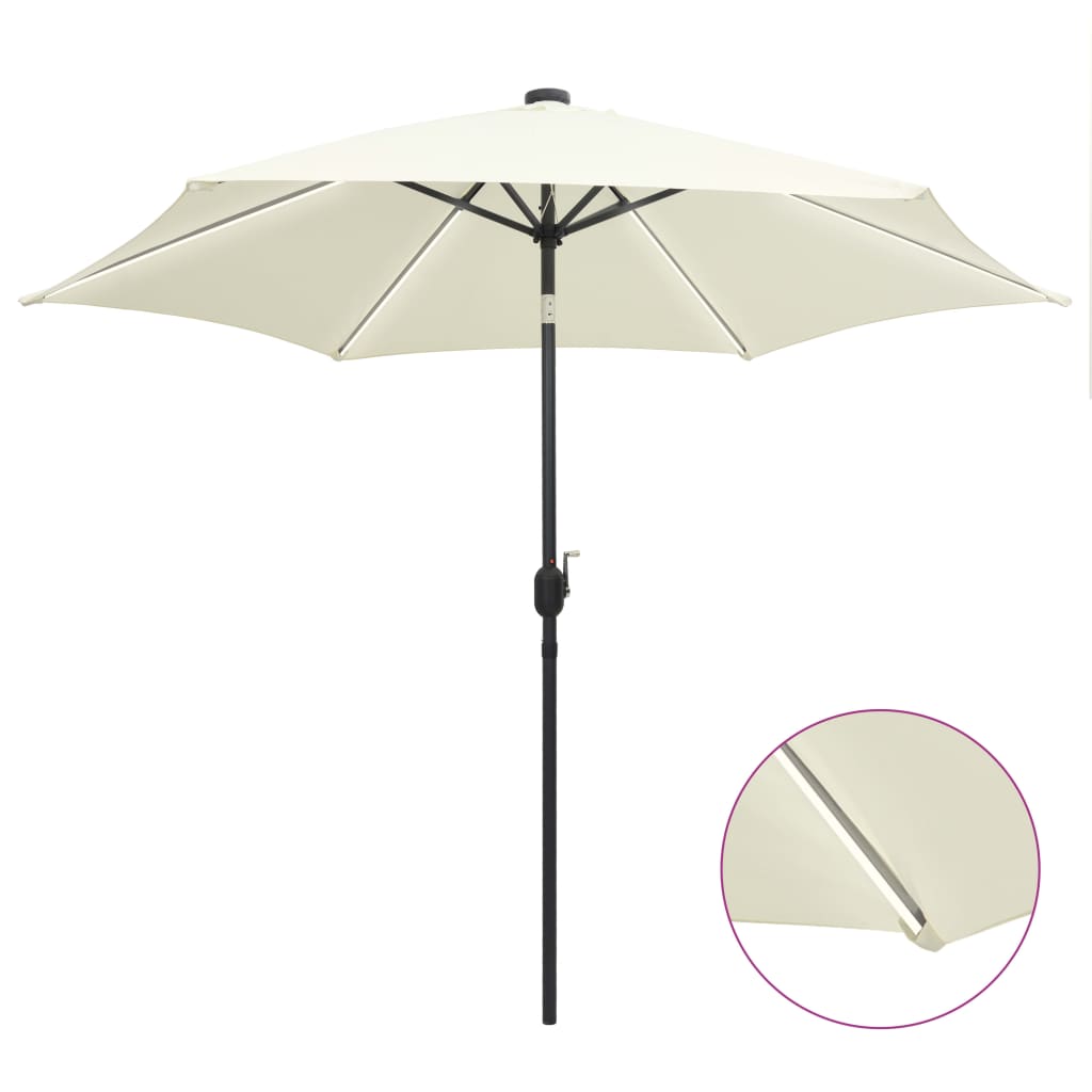 Sonnenschirm Mit Led-Beleuchtung Und Alu-Mast 300 Cm