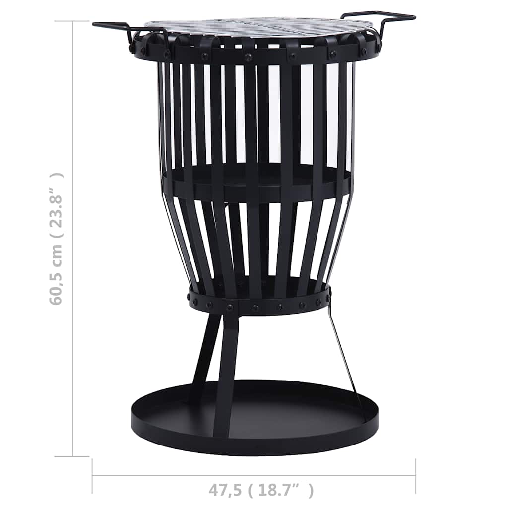 Garten-Feuerkorb Mit Grillrost Stahl 47,5 Cm