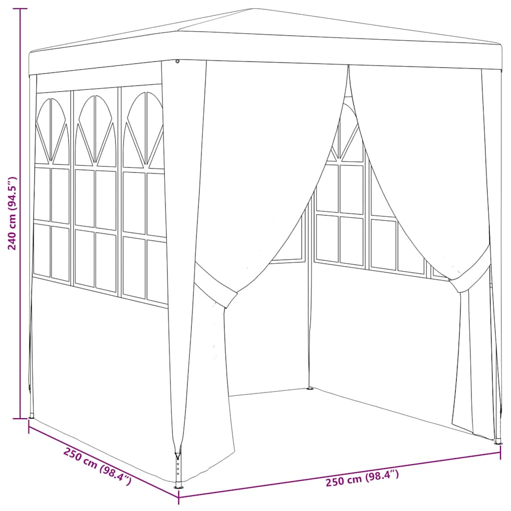 Profi-Partyzelt Mit Seitenwänden 2,5×2,5M 90 G/M²