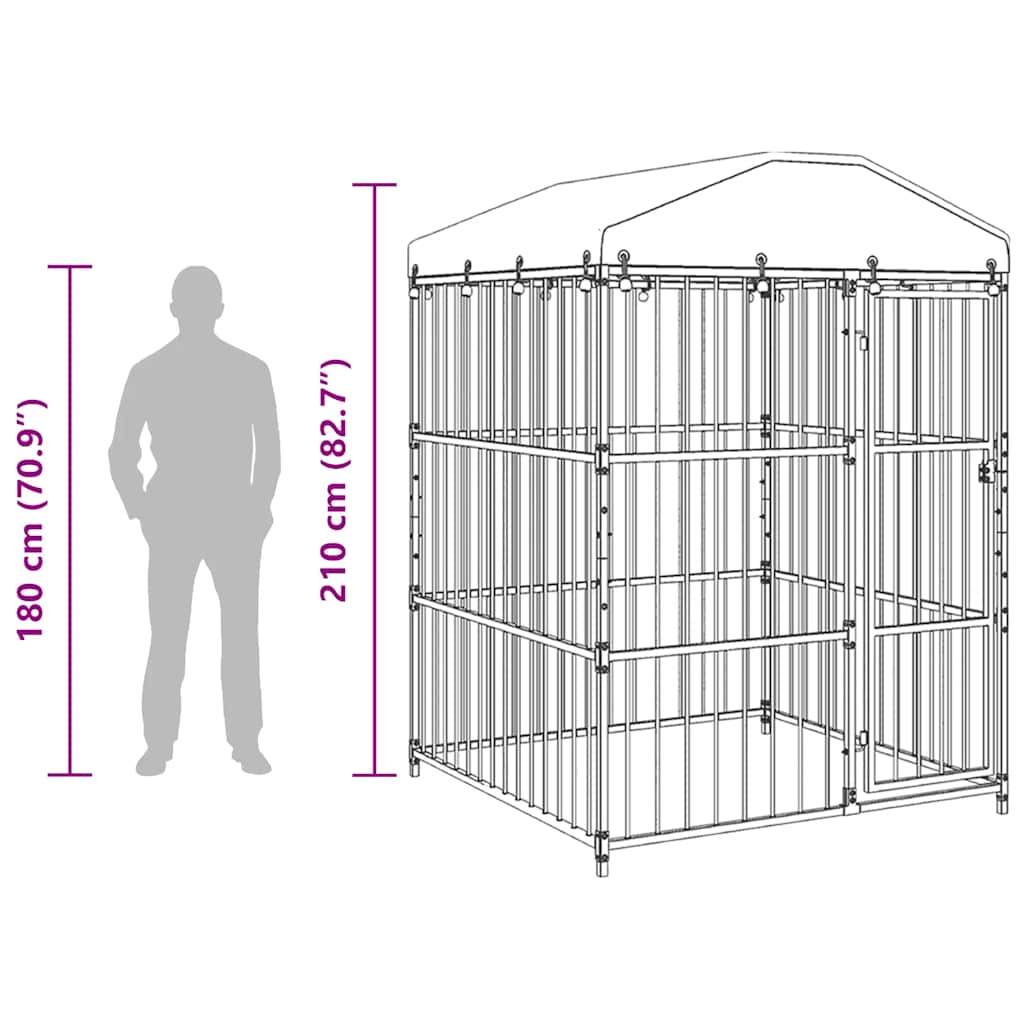 Outdoor-Hundezwinger Mit Überdachung 150 X 150 X 200 Cm Braun