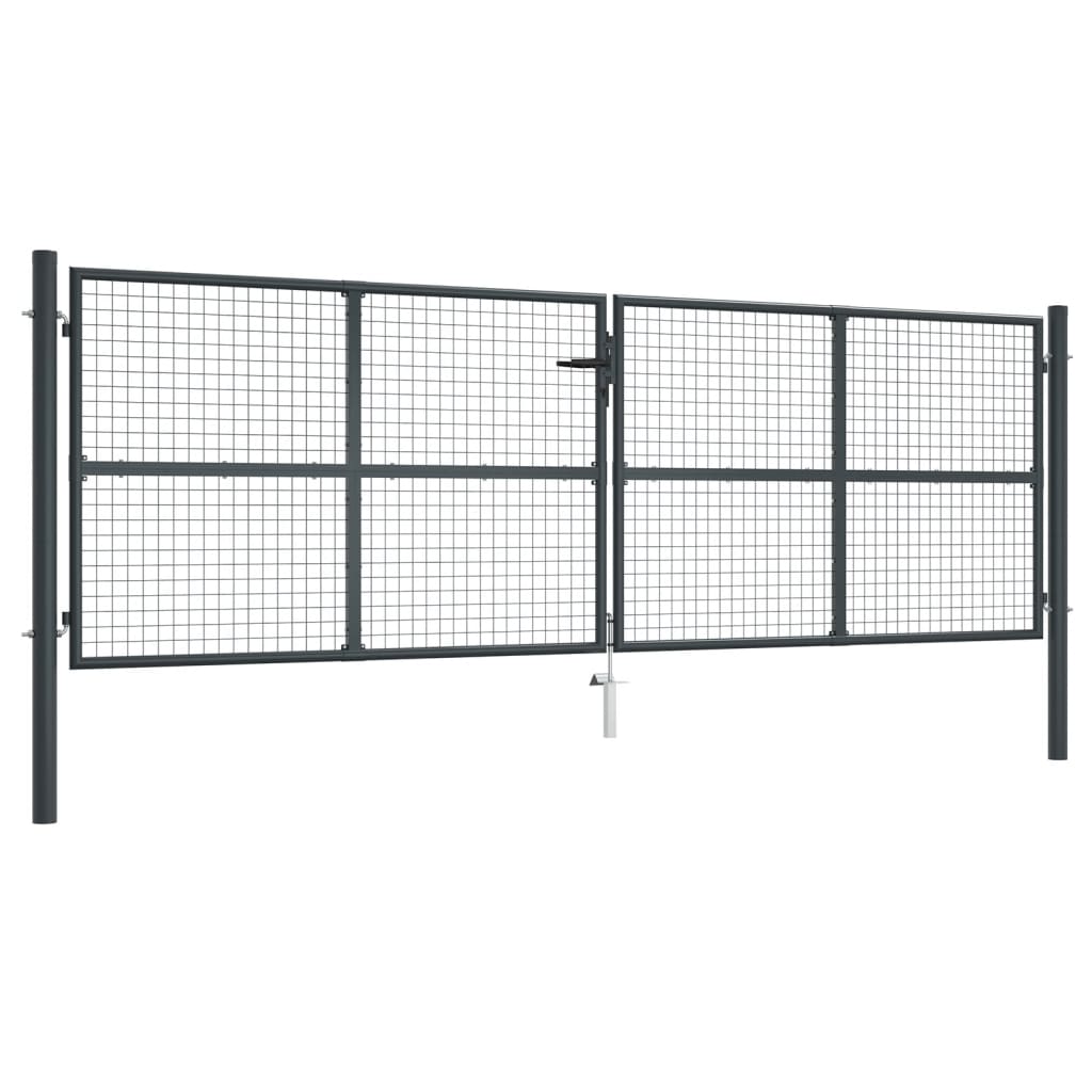 Maschen-Gartentor Verzinkter Stahl 400 X 75 Cm Grau