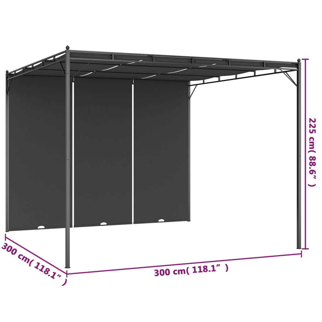 Gartenpavillon Mit Seitenvorhang 3X3X2,25 M