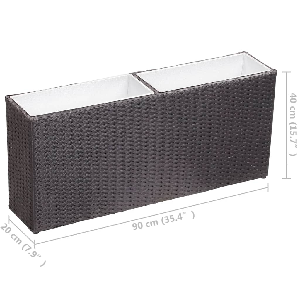 Garten-Hochbeet Mit 2 Töpfen 90X20X40Cm Poly Rattan