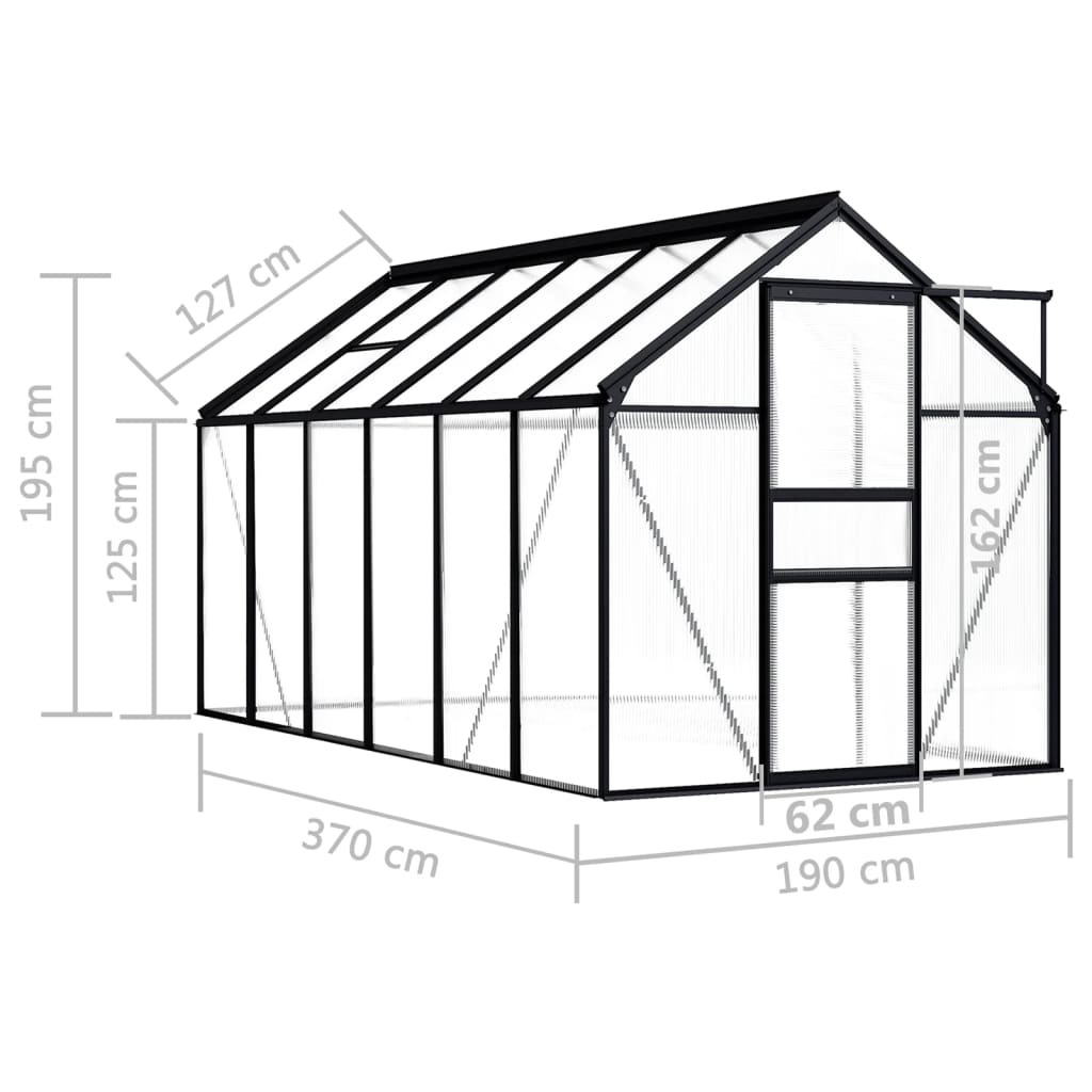Gewächshaus Anthrazit Aluminium 7,03 M²