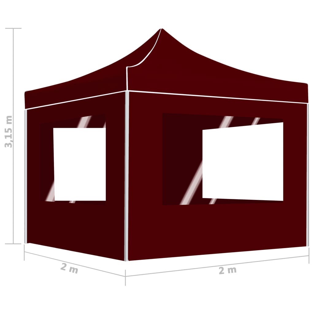 Profi-Partyzelt Faltbar Mit Wänden Aluminium 2×2M Bordeauxrot