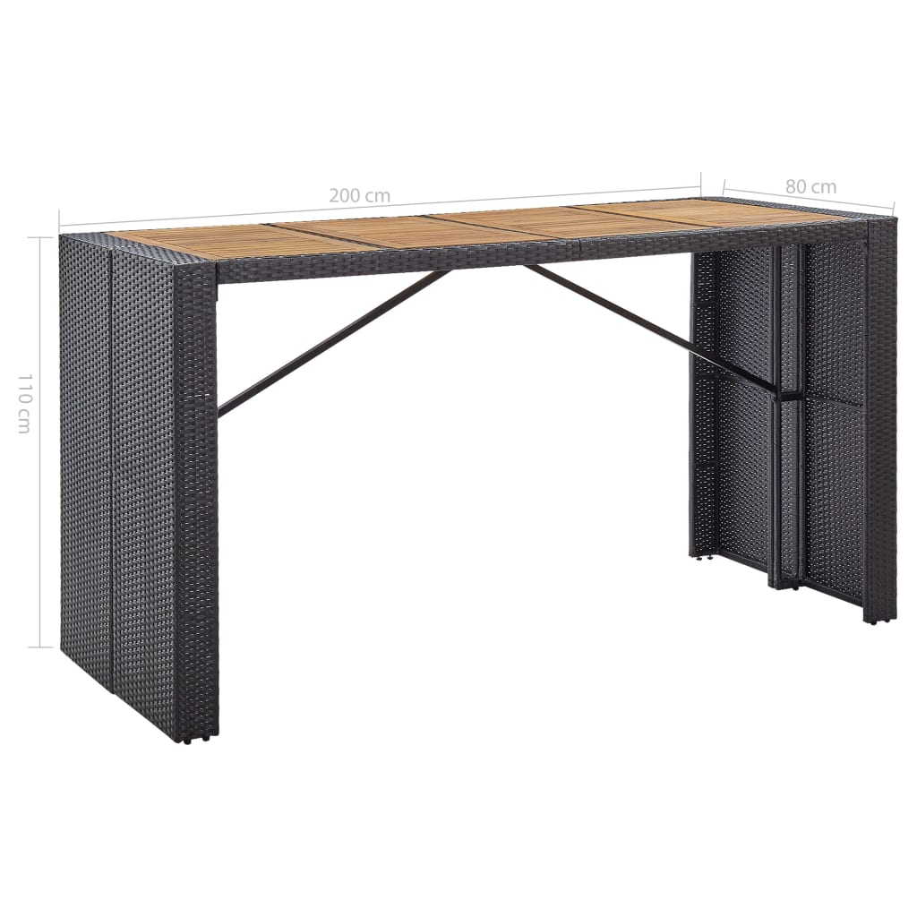 9-Tlg. Garten-Bar-Set Poly Rattan Und Akazienholz