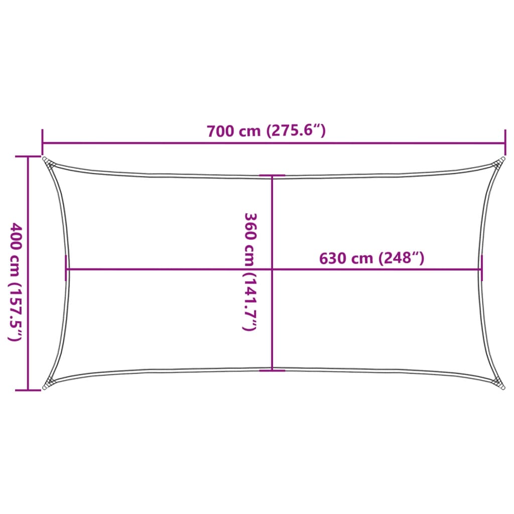 Sonnensegel 160 G/M² 4X7 M Hdpe Weiß