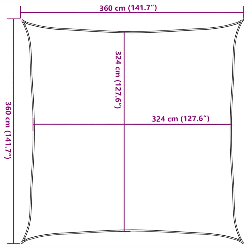 Sonnensegel 160 G/M² 3,6X3,6 M Hdpe Taupe