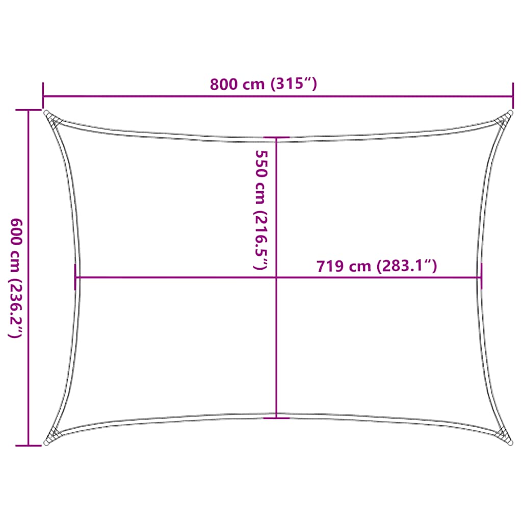 Sonnensegel 160 G/M² 6X8 M Hdpe Taupe
