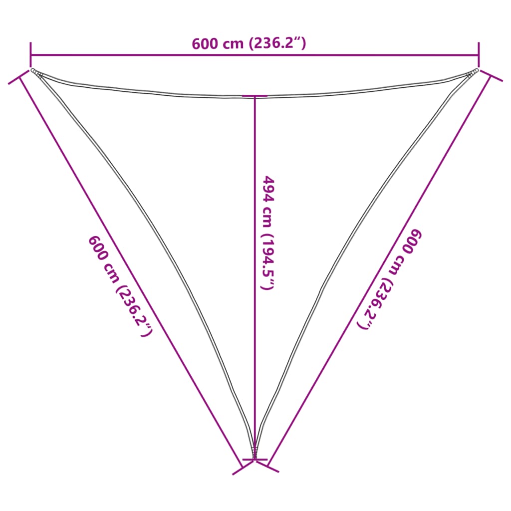 Sonnensegel 160 G/M² 6X6X6 M Hdpe Schwarz