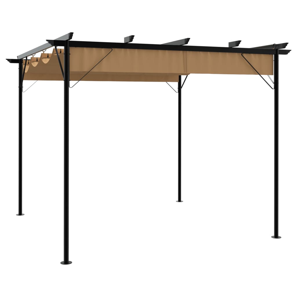 Pergola Mit Versenkbarem Dach Weiß 3X3 M Stahl
