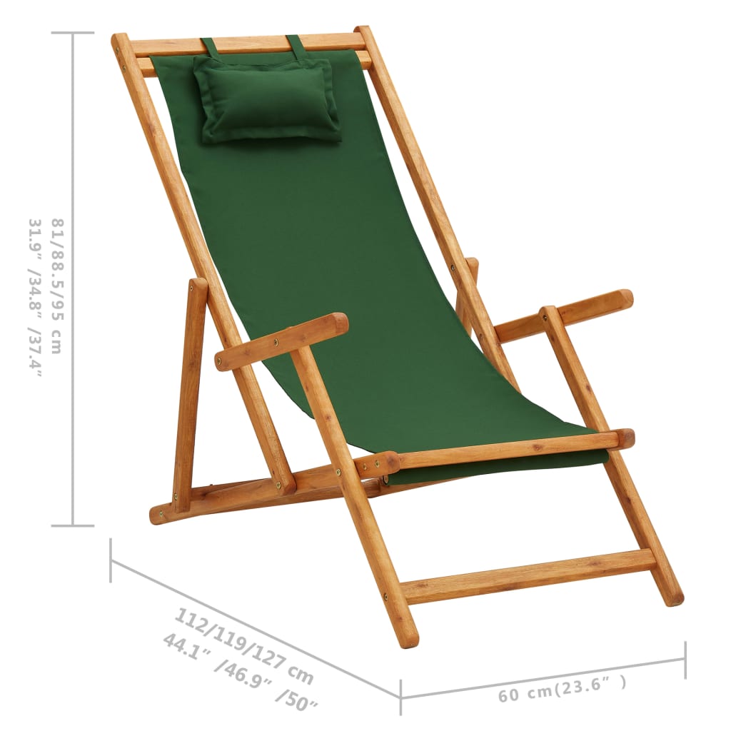 Strandstuhl Klappbar Massivholz Eukalyptus Und Stoff