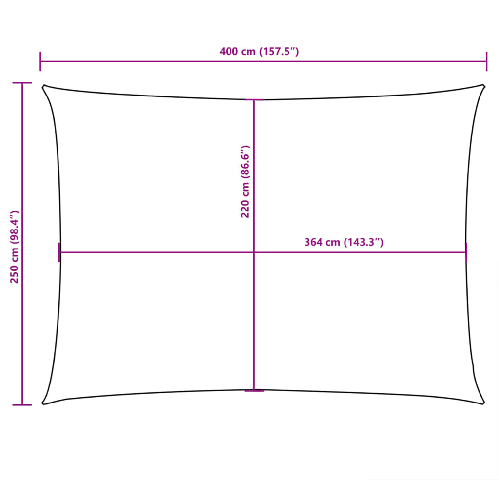 Sonnensegel Oxford-Gewebe Rechteckig 2,5X4 M Schwarz