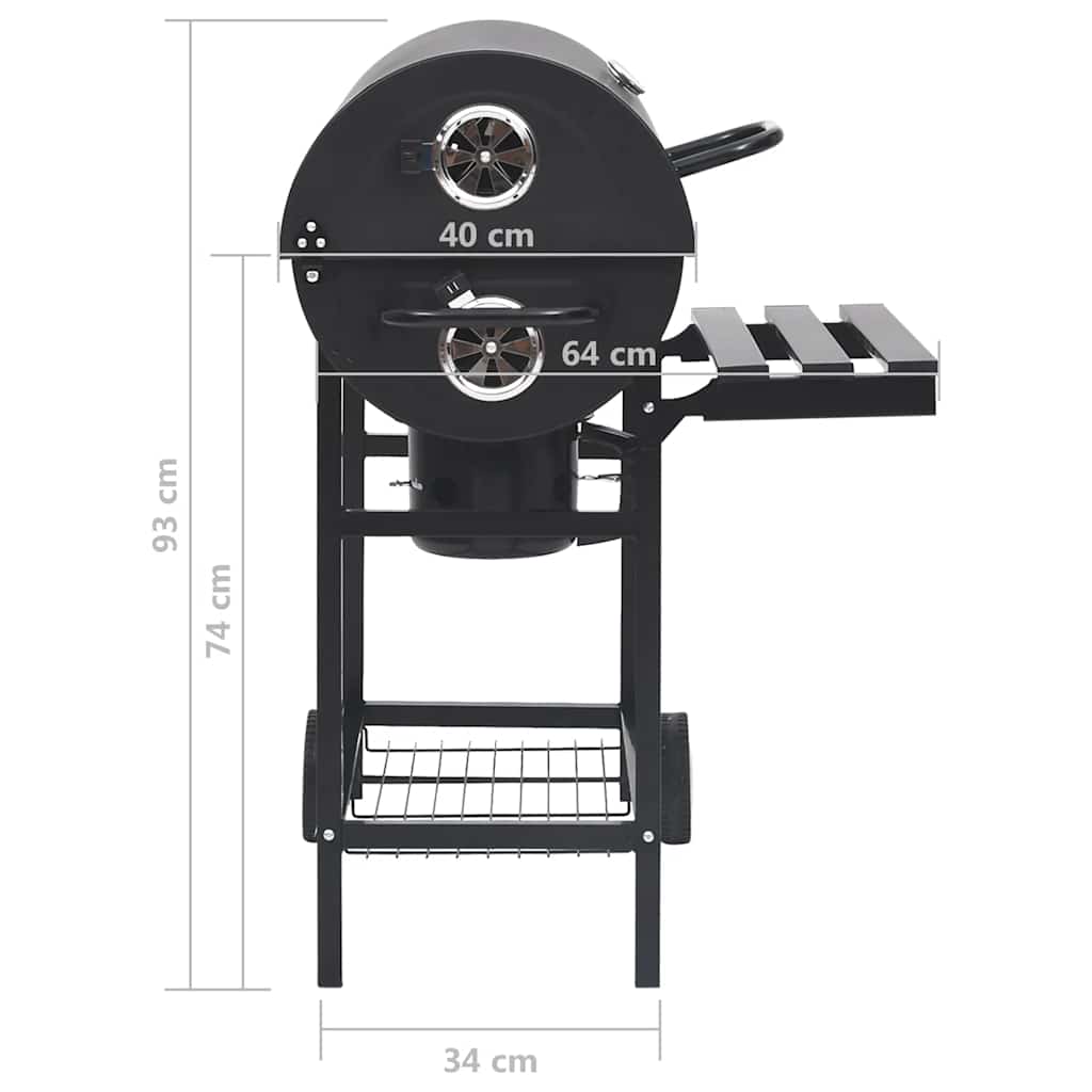 Grillwagen Mit Rädern Und Ablagen Schwarz Stahl 115X85X95 Cm