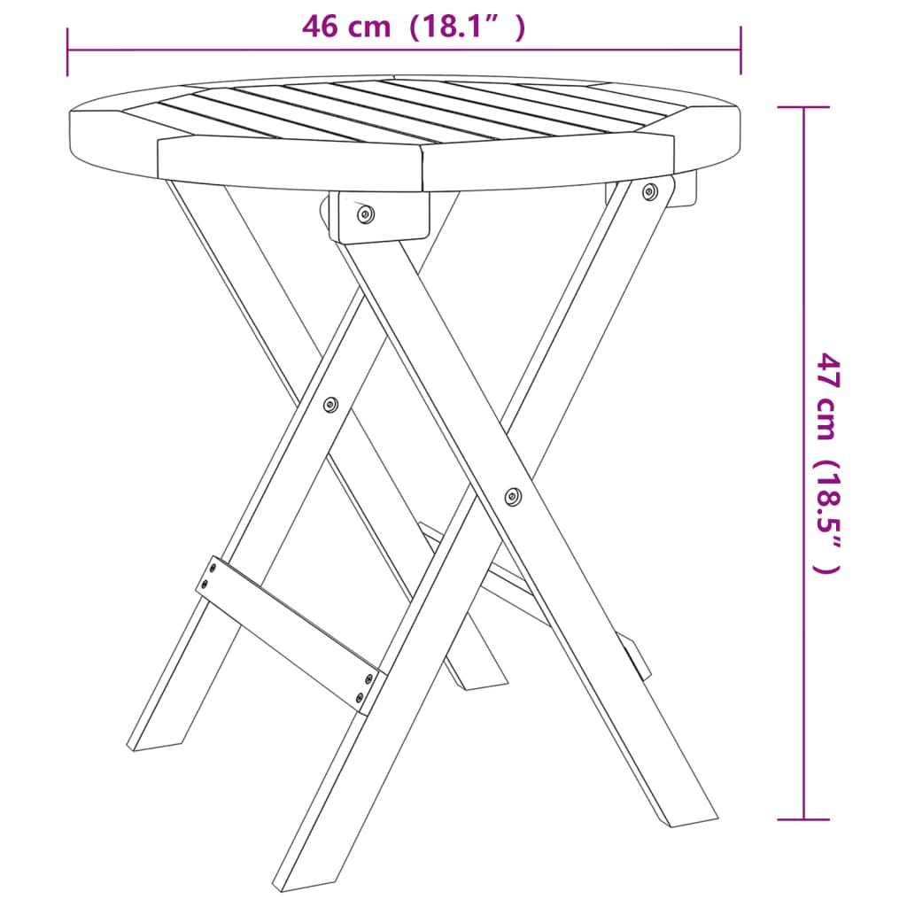 Gartentisch Klappbar Ø 46 Cm Massivholz Akazie