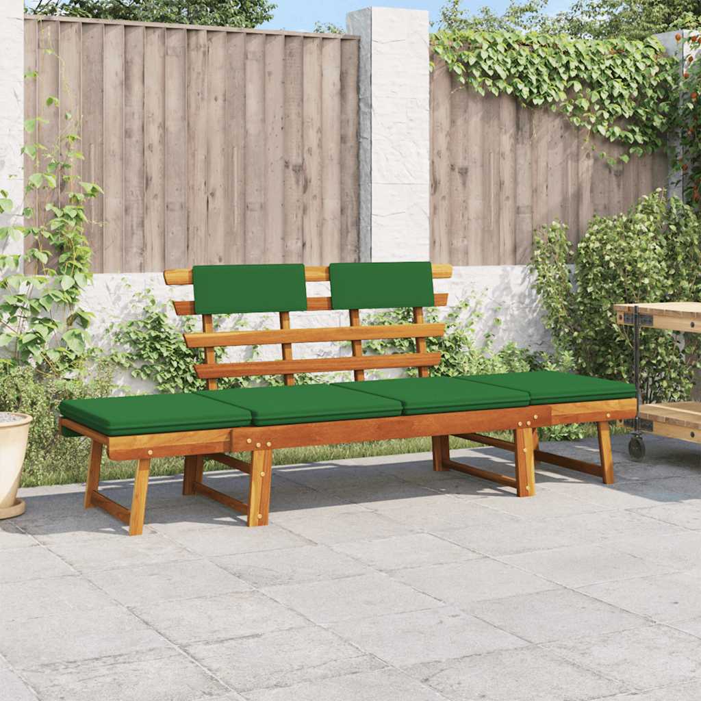 2-In-1 Gartenliege Mit Auflage 190 Cm Massivholz Akazie