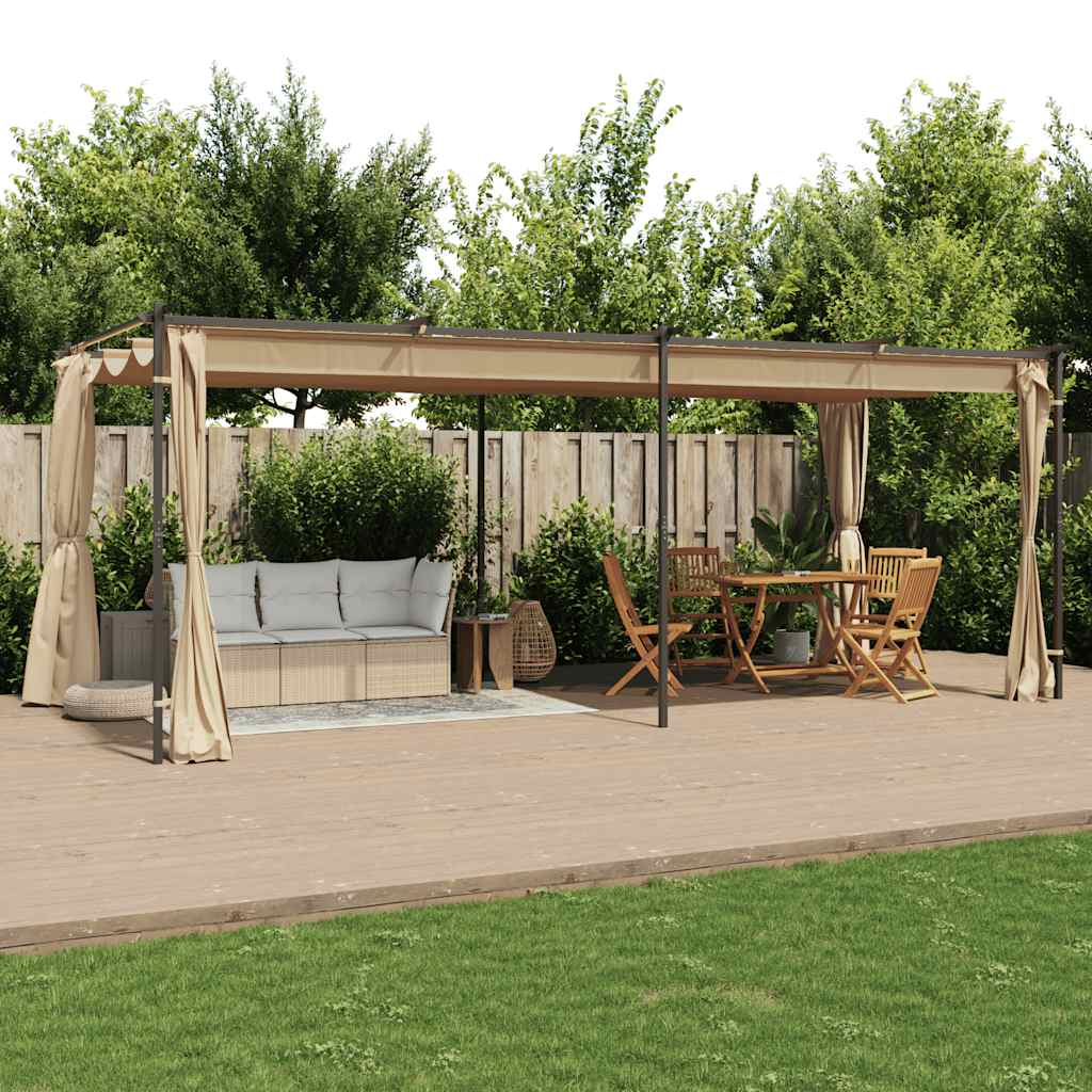 Pavillon Mit Vorhängen 3 X 6 M Stahl