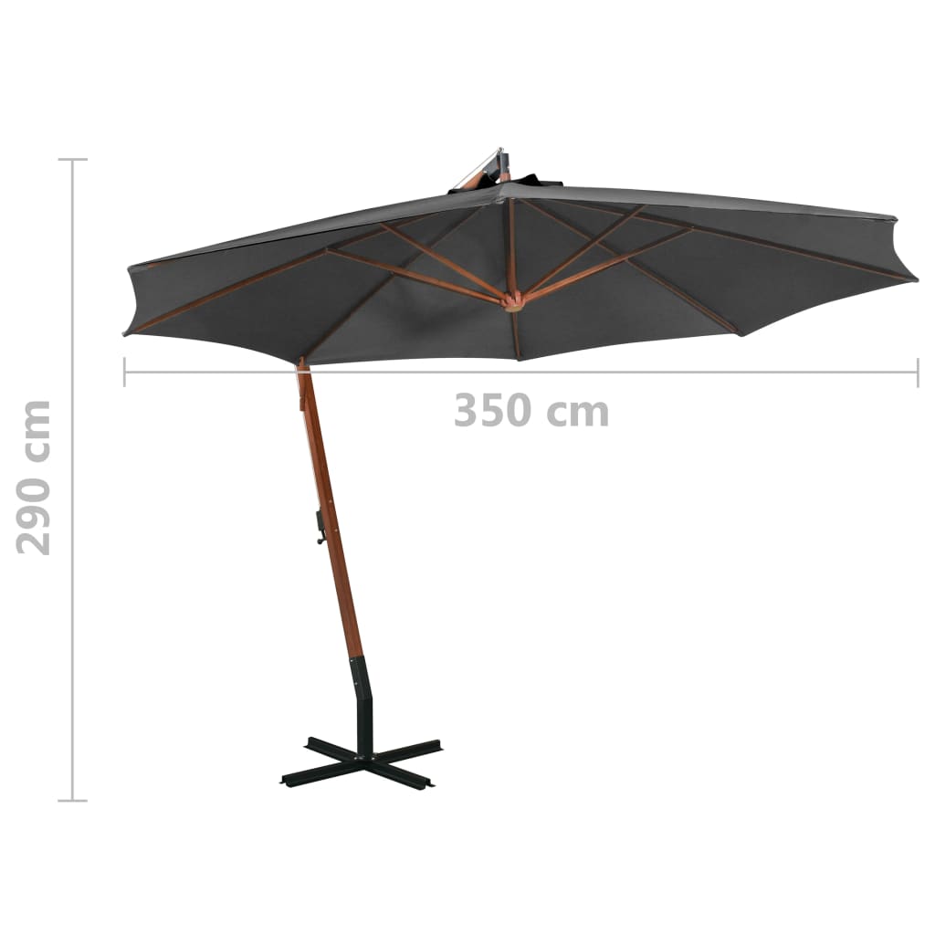 Ampelschirm Mit Mast 3,5X2,9 M Massivholz Tanne