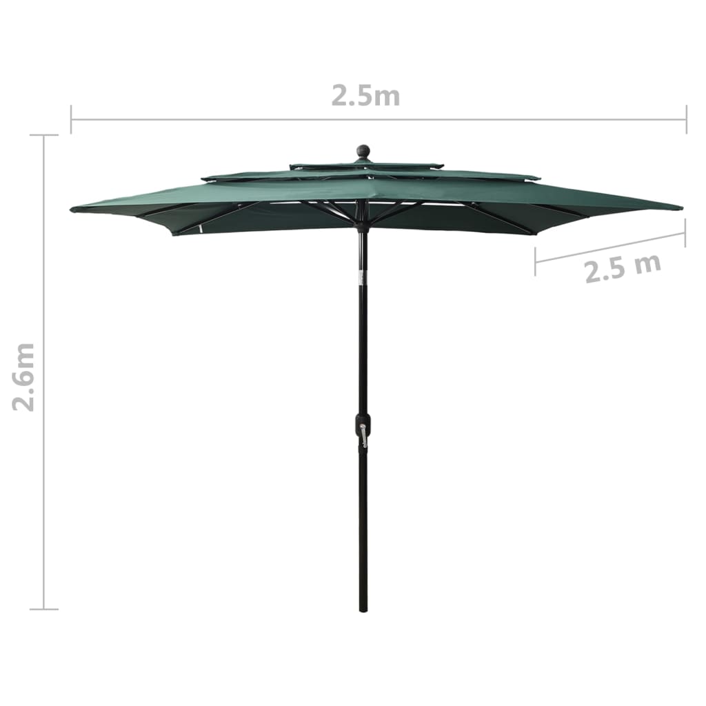 Sonnenschirm Mit Aluminium-Mast 3-Lagig 2,5X2,5 M
