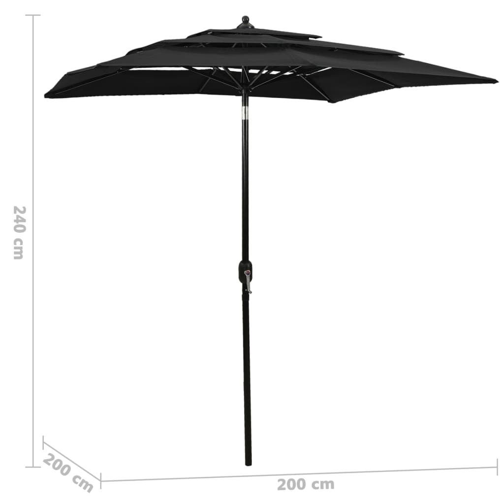Sonnenschirm Mit Aluminium-Mast 3-Lagig 2X2 M