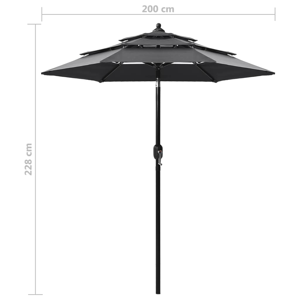Sonnenschirm Mit Aluminium-Mast 3-Lagig 2 M