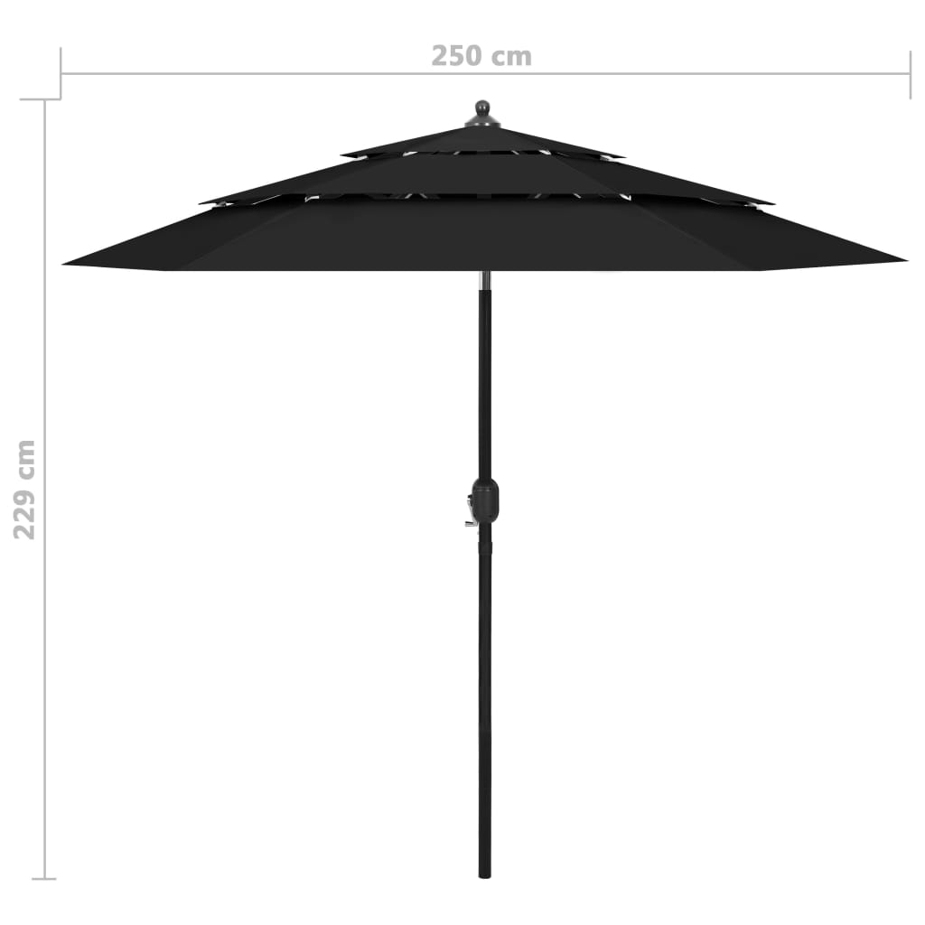 Sonnenschirm Mit Aluminium-Mast 3-Lagig 2,5 M