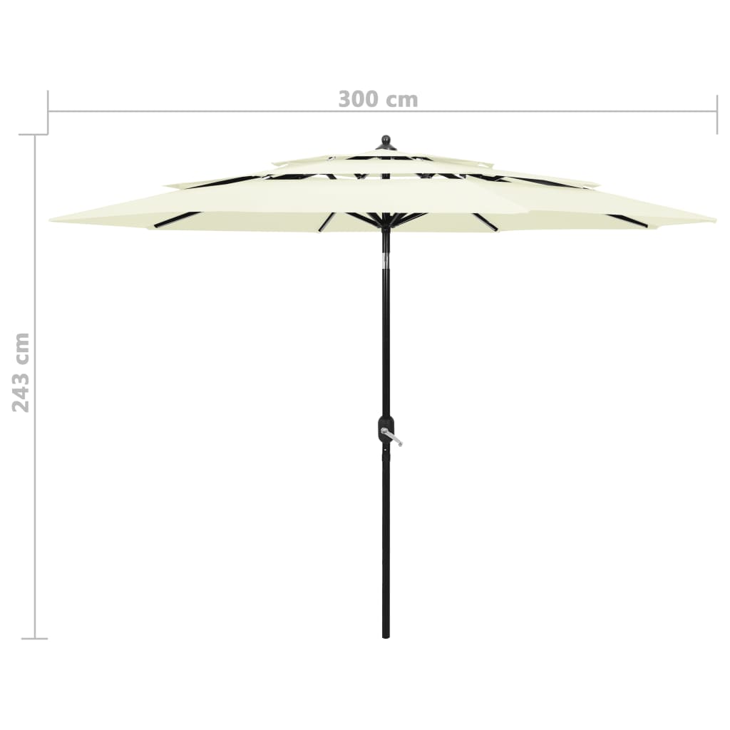 Sonnenschirm Mit Aluminium-Mast 3-Lagig 3 M