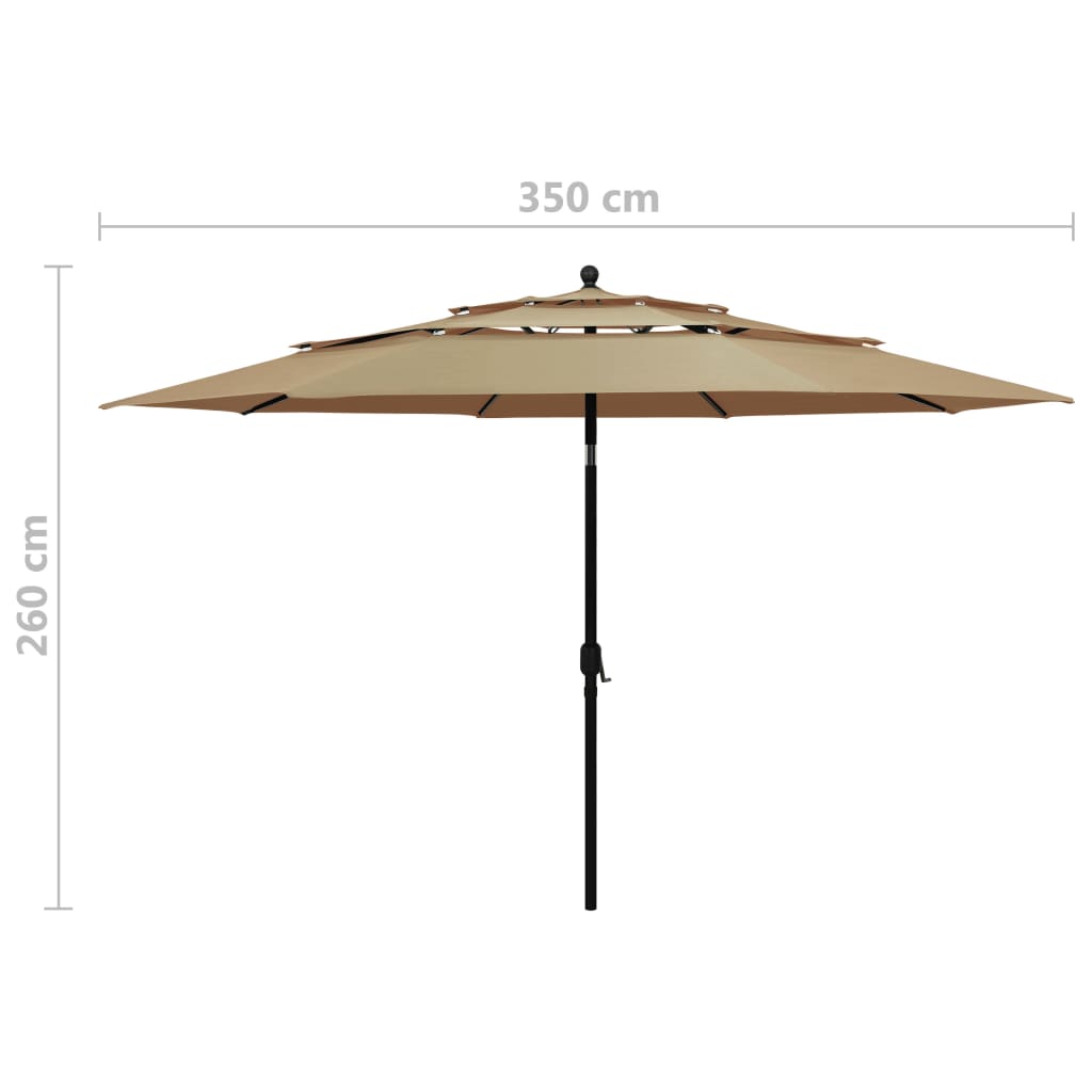 Sonnenschirm Mit Aluminium-Mast 3-Lagig 3,5 M