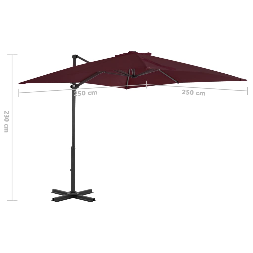 Ampelschirm Mit Aluminium-Mast 250X250 Cm Bordeaux