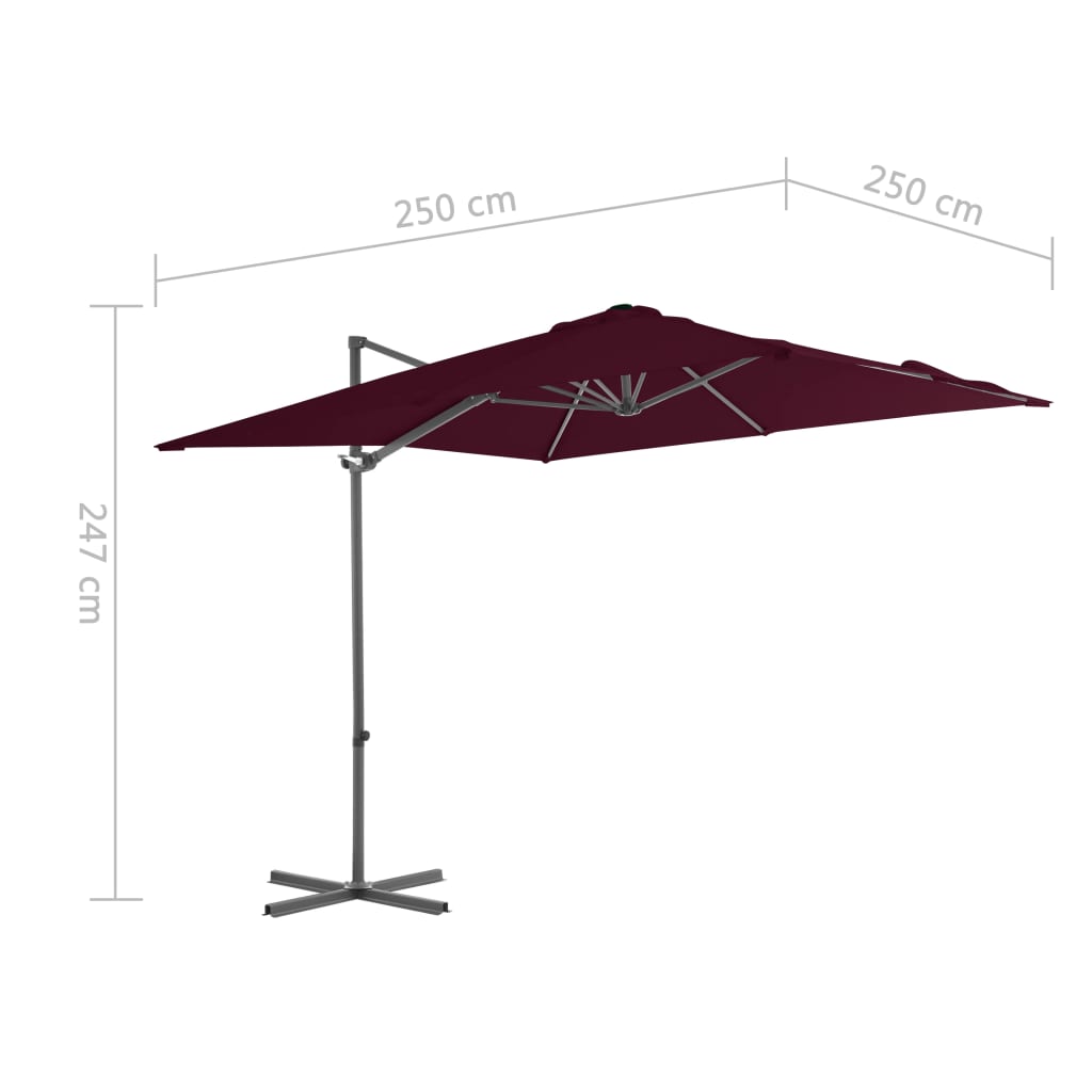 Ampelschirm Mit Stahl-Mast 250X250 Cm Bordeaux