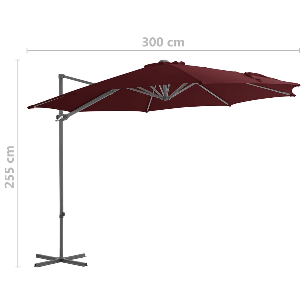 Ampelschirm Mit Stahl-Mast 300 Cm Bordeaux